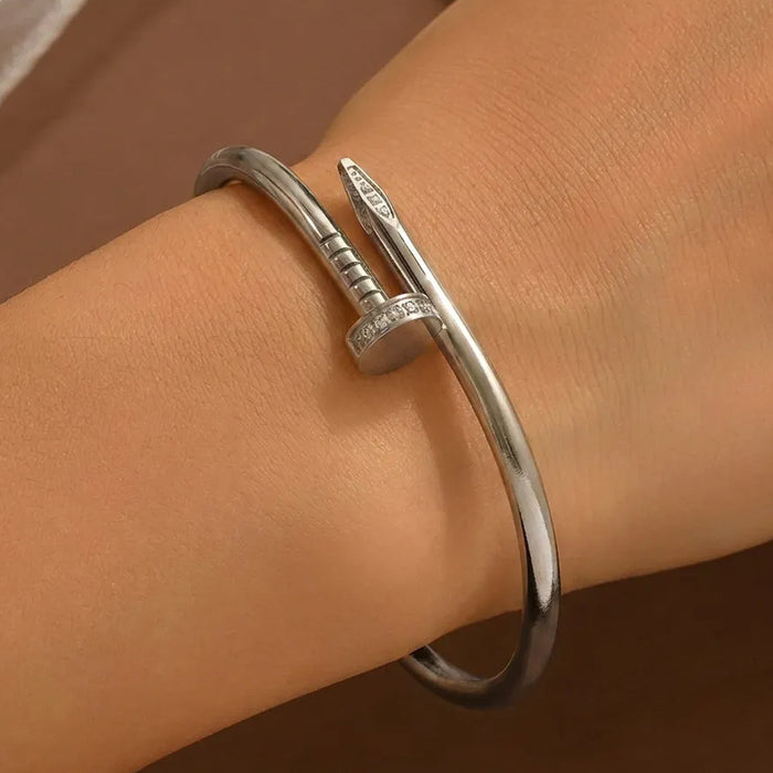 Wholesale Trendy Gold Tone Stainless Steel Bangle Bracelet Chic Jewelry Accessory