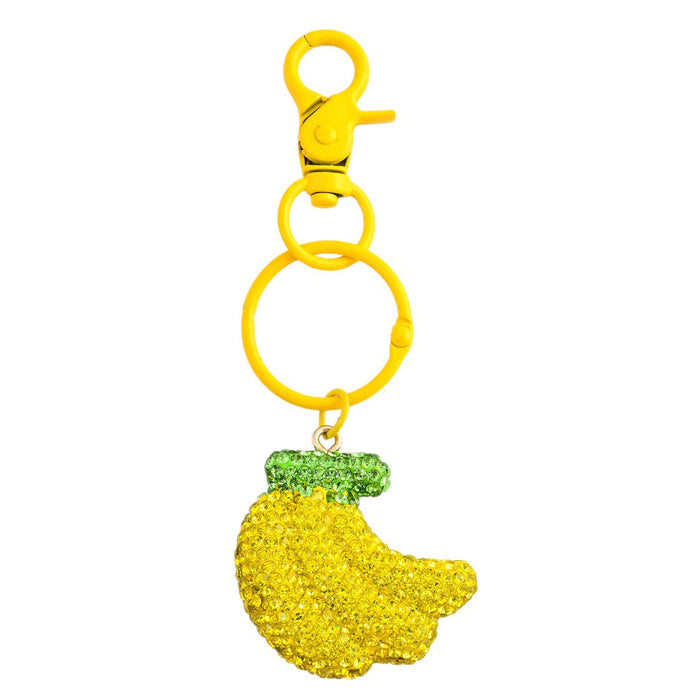 Wholesale Full rhinestone banana fruit bag charm creative keychain handbag accessory