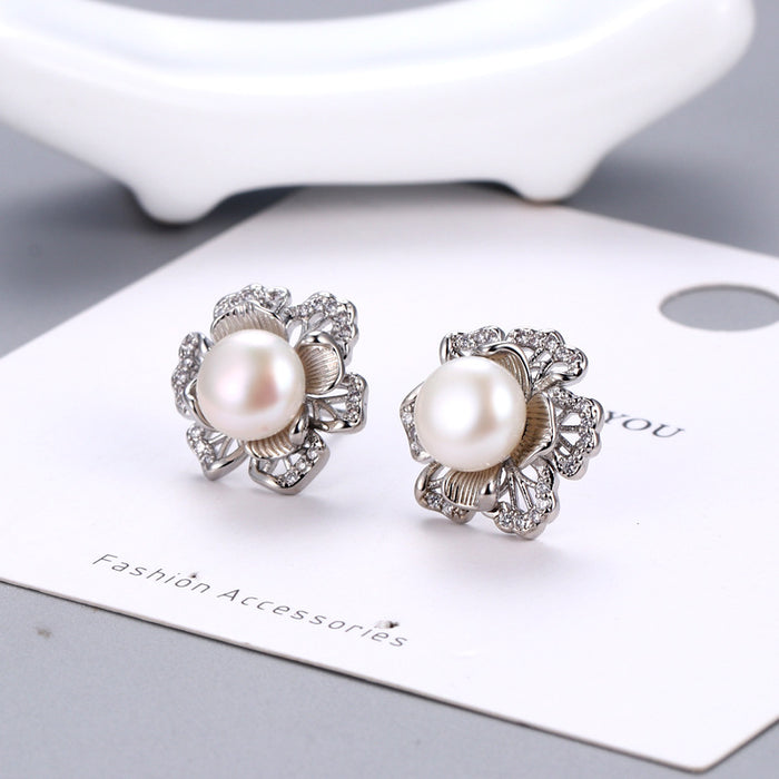 Wholesale Petal Pearl Earrings JDC-ES-YZS004