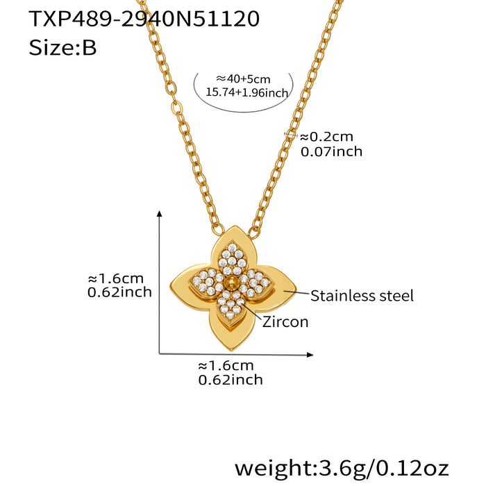 Wholesale 3D Flower Necklace with Opening Titanium Steel Ring
