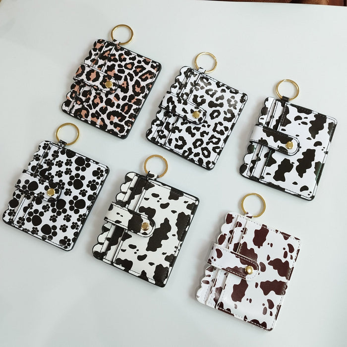 Wholesale Cow Pattern Leather Card Holder Keychain JDC-KC-JinHan002