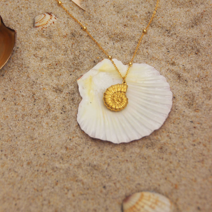 Wholesale Ocean Series Necklace Women's 18k Gold-plated Stainless Steel Conch Sea Star Color-free Necklace