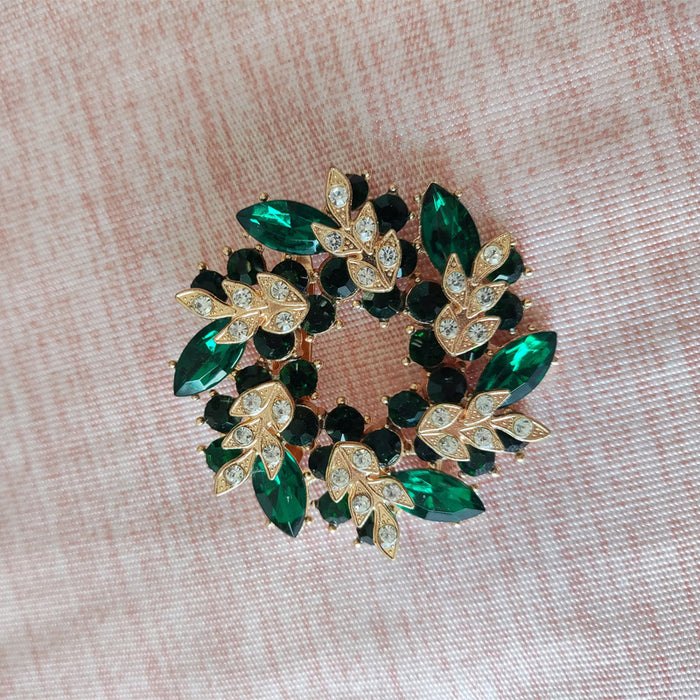 Wholesale Rhinestone Crystal Bauhinia Flower Ring Alloy Brooch JDC-BC-GuoQY002