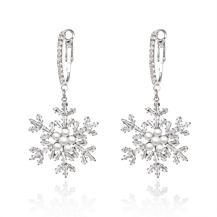 Wholesale Red Bow Rhinestone Christmas Tree Earrings Alloy Fashion Accessory Gift
