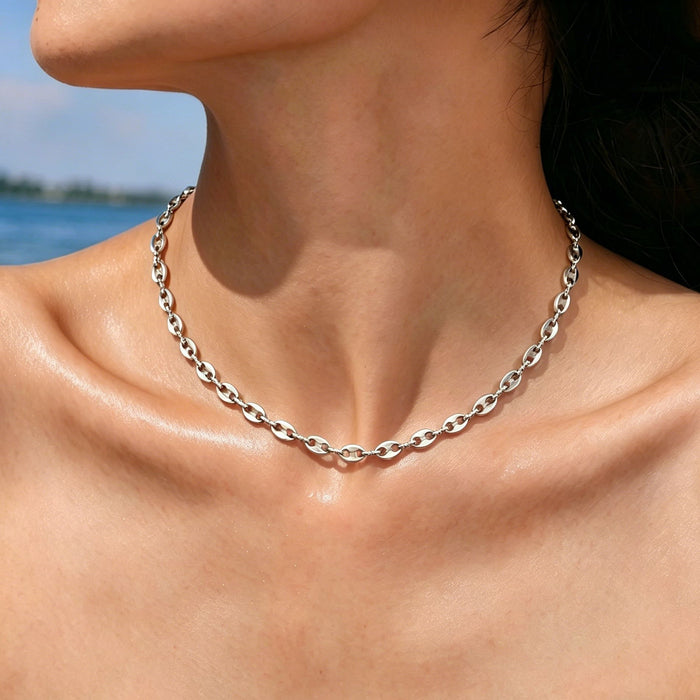 Wholesale 2pcs Stacked necklaces,  plain chain,  snake bone,  titanium steel chain