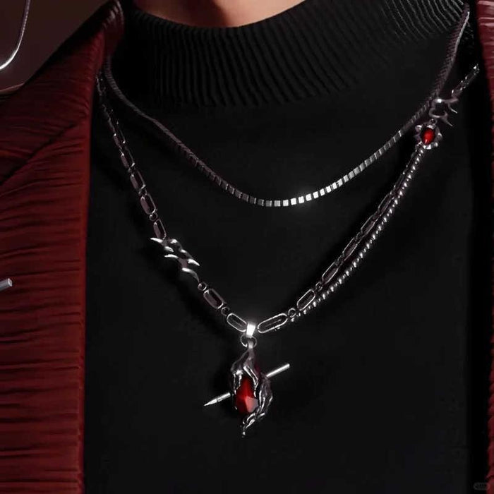 Wholesale Heart piercing double-layer necklace jewelry, layered necklace