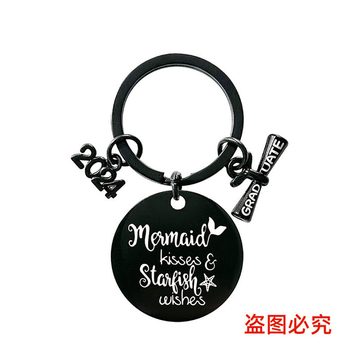 Wholesale Graduation Season Gift Round Stainless Steel Keychain JDC-KC-GangGu049