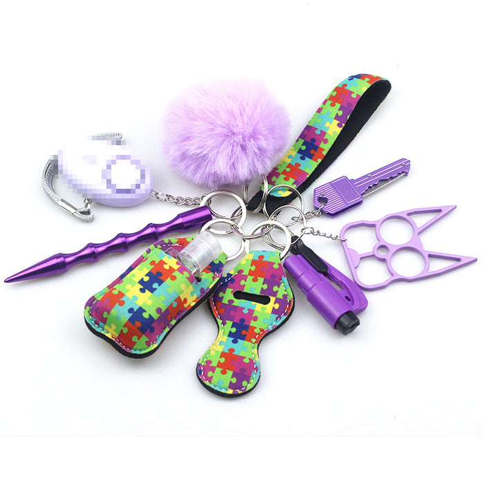 Wholesale Hand Sanitizer Bag Zinc Alloy Wrist Multi-function Keychain 10-piece Set JDC-KC-TouMS015