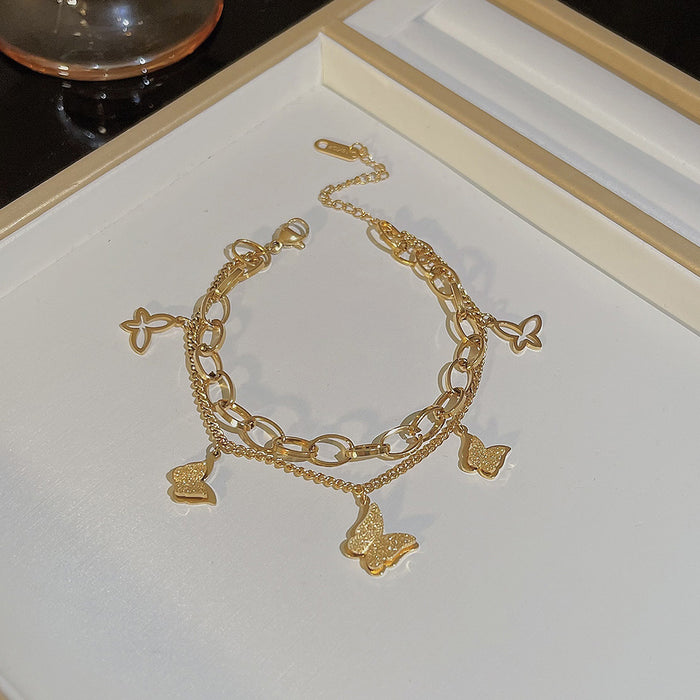 Wholesale stainless steel bracelet double-layer folded to wear