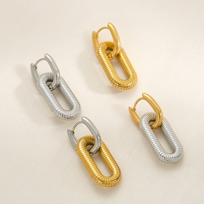 Wholesale Statemente Earrings Stainless Steel Square Thread Earrings