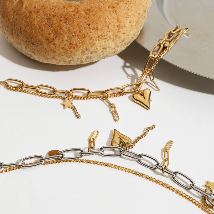 Wholesale Luxury Niche Stainless Steel Love Heart Bracelet