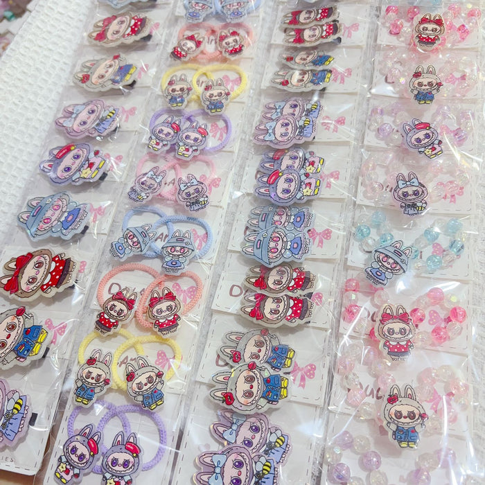 Wholesale 10pcs  New style hair accessories cute hairpin rubber band cartoon headdress bangs clip little girl bracelet hair ring hair rope