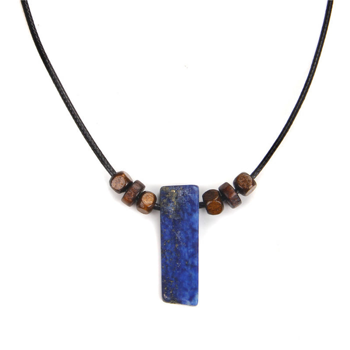 Wholesale Irregularly shaped raw stone flat tube pendant and stone bead necklace
