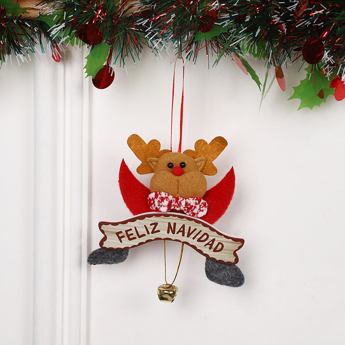 Wholesale Christmas pendant cute cartoon Santa Elk decorations Christmas tree Bell pendant spot