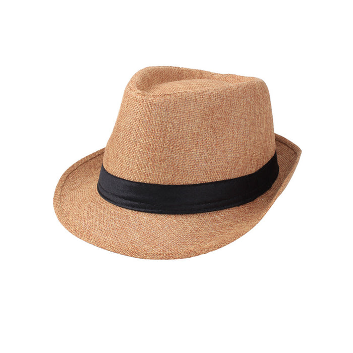 Wholesale Spring and Summer Hats Men's Solid Color Linen Hats Casual Couple Hats Sun Hats Jazz Hats Straw Hats Sunshade JDC-SH-DG002