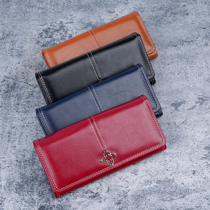 Wholesale Retro Women' s Long PU Wallet Zipper Clutch Fashion Accessory