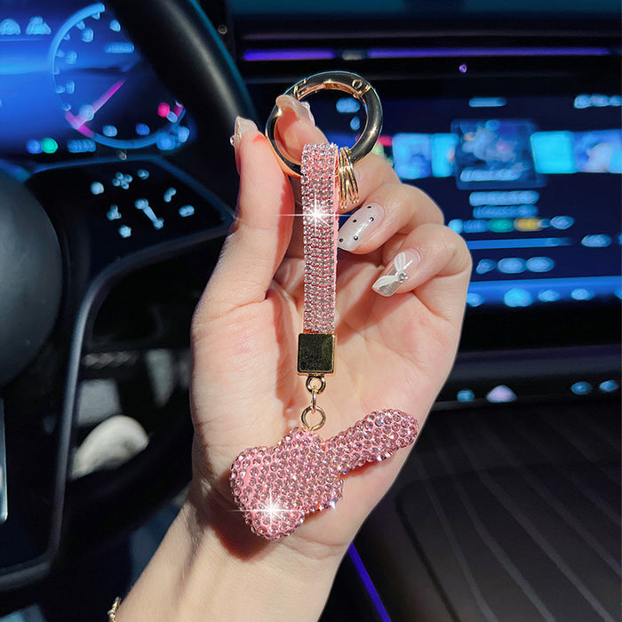 Wholesale Rhinestone Crystal Guitar Keychain Fashion Car Key Ring Pendant