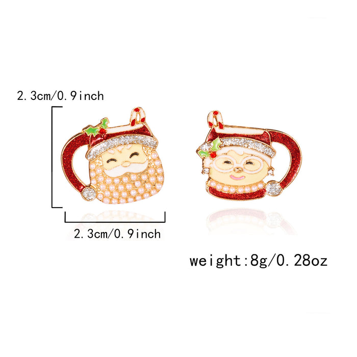 Wholesale Christmas element earrings cartoon full bead snowman earrings inlaid with diamonds light luxury holiday earrings