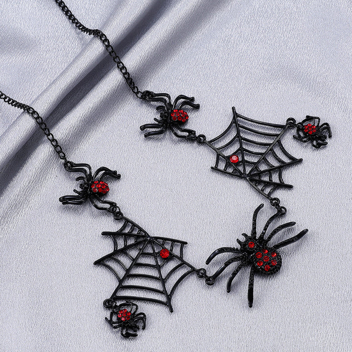 Wholesale exaggerated spider web clavicle chain retro Gothic dark Halloween necklace jewelry