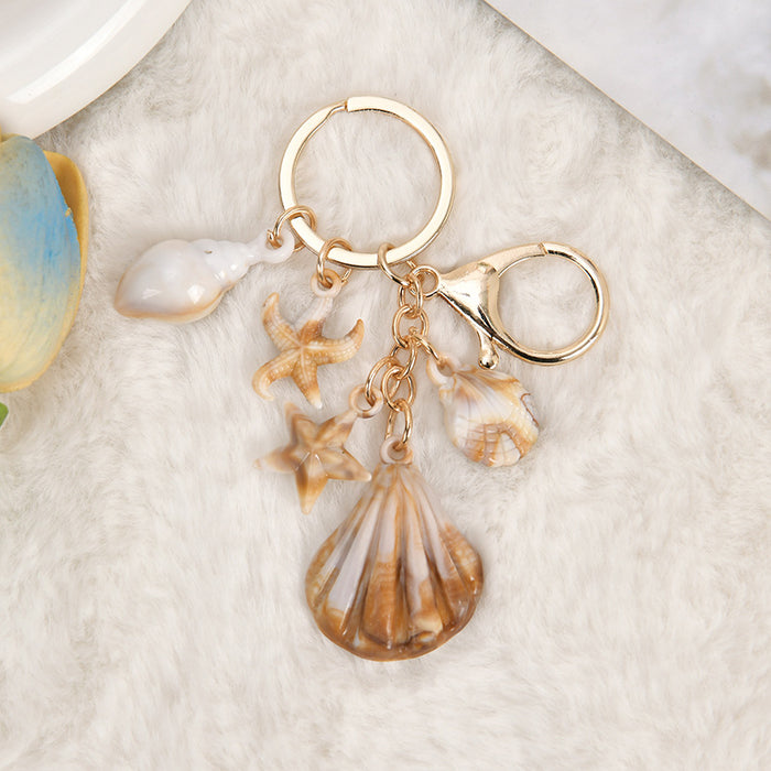 Wholesale Seaside Vacation Ocean Series Conch Starfish Pentagram Keychain