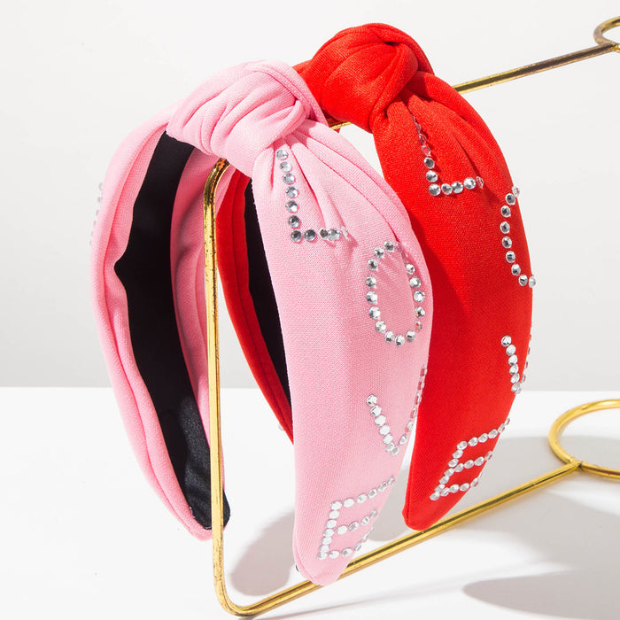 Wholesale Valentine' s Day pearl-embellished " LOVE"  letter knot headband