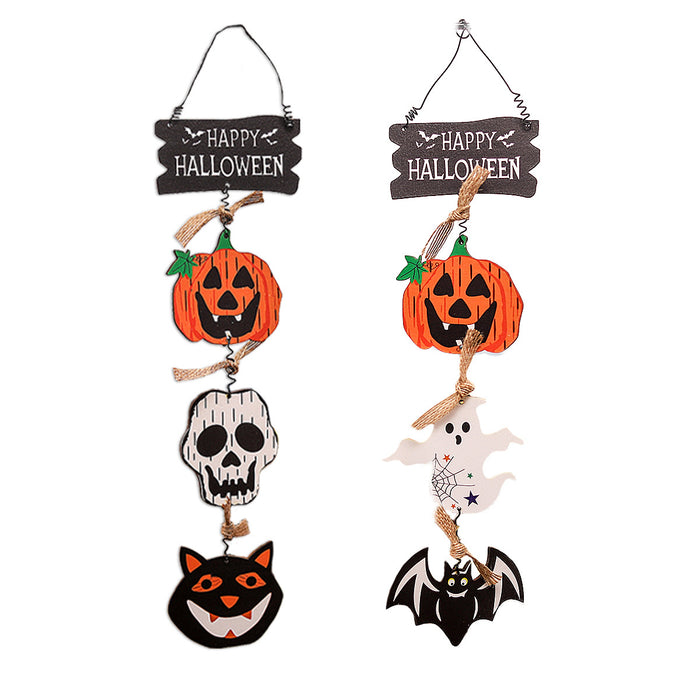 Wholesale  Decorations New Wooden Sign Door Hanging Pumpkin Ghost Ornaments Creative Pendants