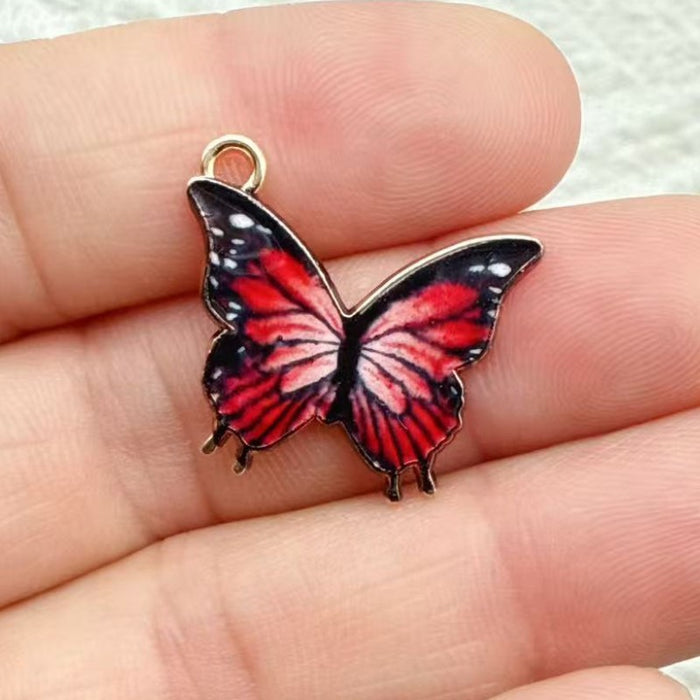 Wholesale 10 PCS DIY alloy enamel colorful butterfly single pendant charm