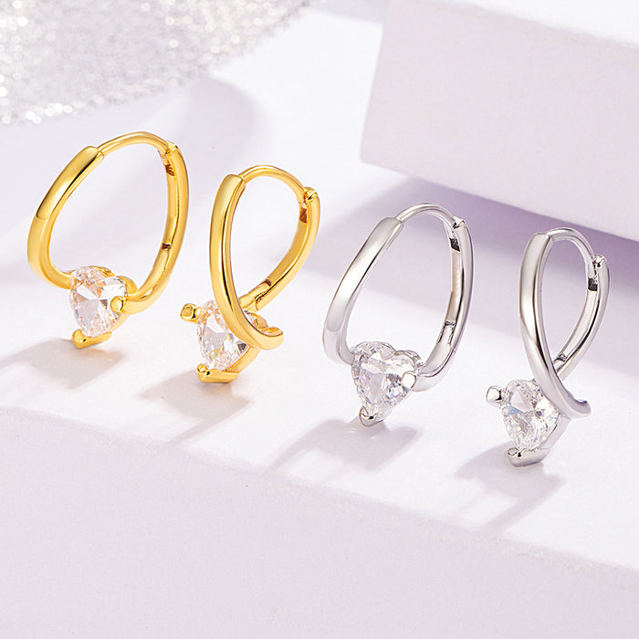 Wholesale Light luxury design sense, niche super sparkling zircon heart ear buckle, exquisite and versatile temperament earrings wholesale