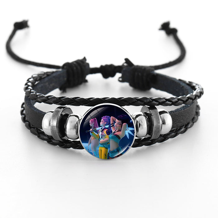 Wholesale KPOP Couple leather braided black bracelet