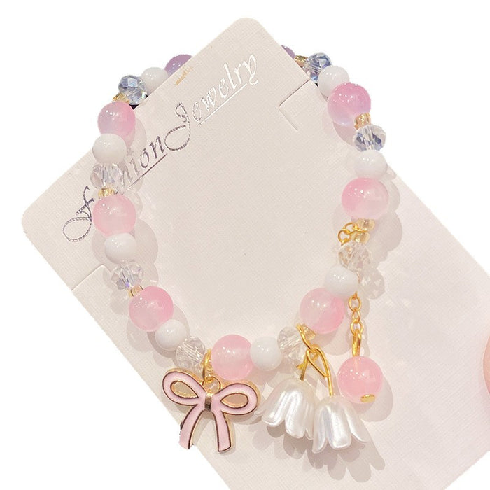 Wholesale Lily of the Valley Bow Glass Electroplated Bracelet