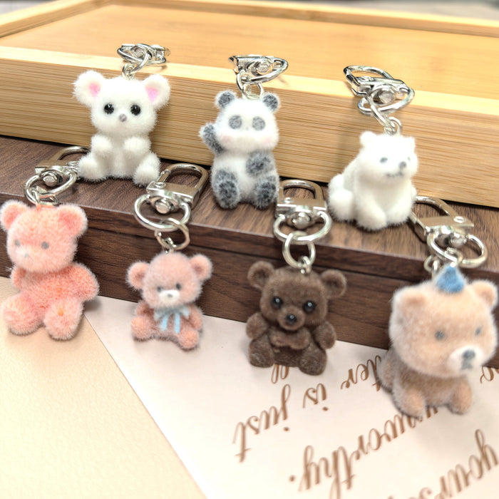 Wholesale Plush 3D Rabbit Penguin Bear Goat Animal Ornament Pendant DIY Cute Plush Earrings Keychain Accessories