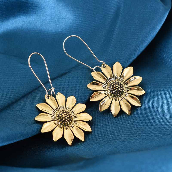 Wholesale Earrings Alloy Vintage Sunflower MOQ≥2pairs JDC-ES-NiM003