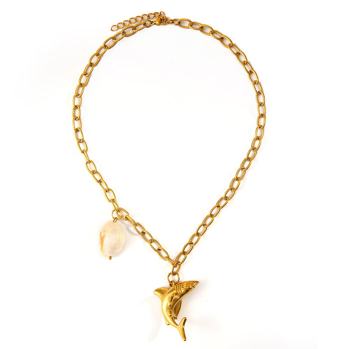 Wholesale Design stainless steel personalized small fish dolphin fashionable casual necklace color preservation wholesale