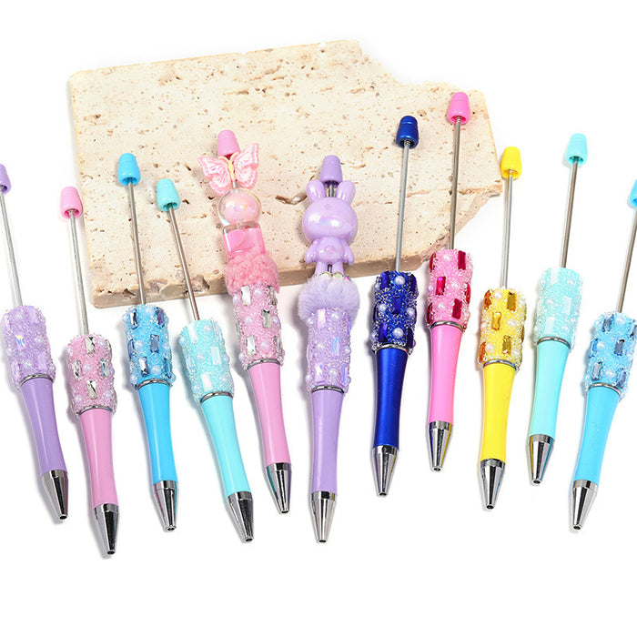 Wholesale New creative full diamond bead pen high value DIY ballpoint pen sugar shiny heavy bead pen