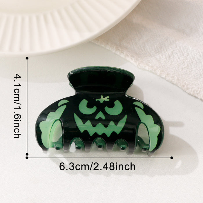 Wholesale  Glow In The Dark Acrylic Hair Claw Clip Pumpkin Face Design Women S Party Hair Accessory
