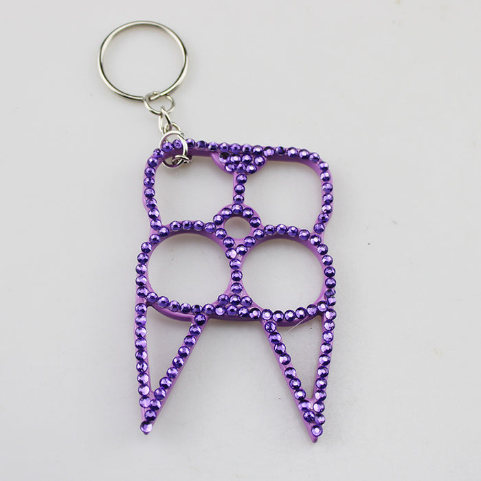 Wholesale Black Alloy Rhinestone Self Defense Keychain For Everyday Carry Gift
