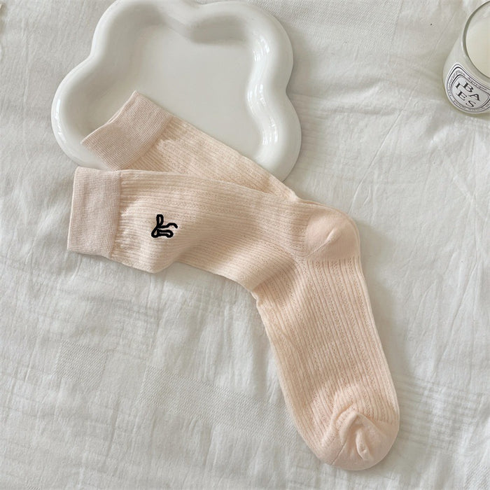 Wholesale Socks, thin, mid length, butterfly knot, long tube, breathable, mesh, stacked socks