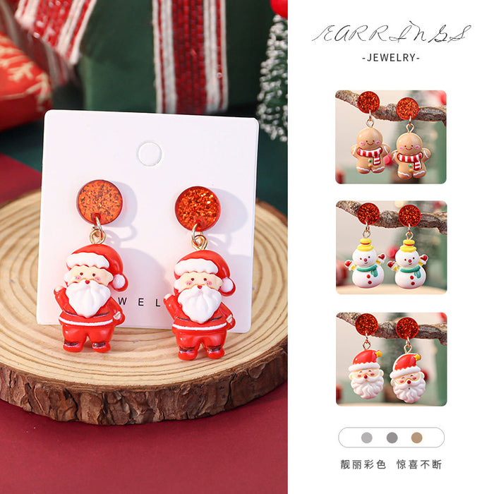 Wholesale Cute cartoon bubble shape Christmas earrings niche holiday party atmosphere earrings