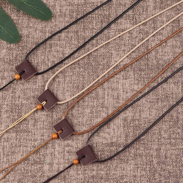 Wholesale Handmade Black Waxed Cord Pendant Necklace String Ethnic Chic DIY Jewelry Accessory Gift Boutique Resale