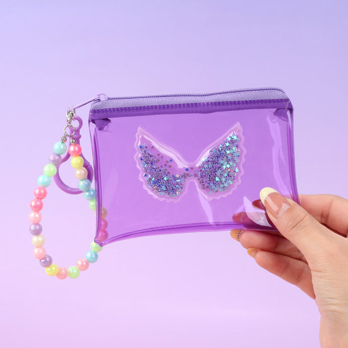 Wholesale PVC Transparent Wings Coin Purse Keychain Bag Charm Unisex Trendy Gift