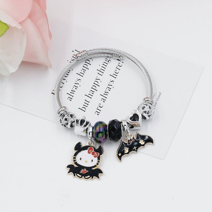 Wholesale Women' s Stainless Steel  Skull Ghost Beaded Bracelet MOQ≥2