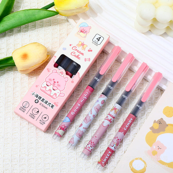 Wholesale 4pcs/set Cartoon Direct Liquid Ball Pen Quick-drying Needle Head Water Pen Student Super Cute Brush Pen