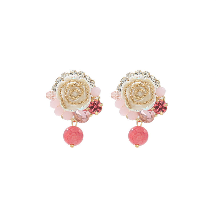 Wholesale Handwoven purple floral earrings