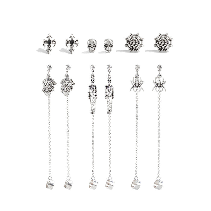 Wholesale Gothic  Skull Bat Earrings For Women Ancient Silver Alloy Punk Jewelry Accessory Party Wear Gift