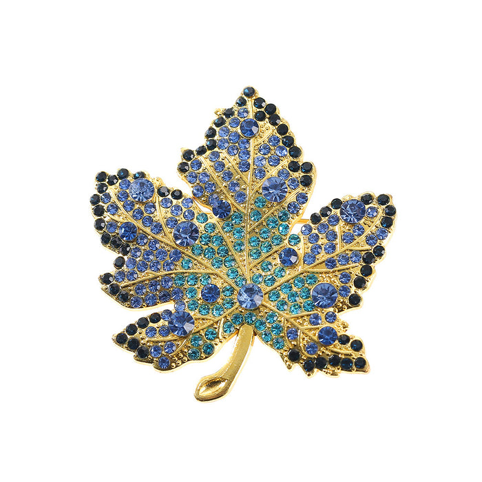 Wholesale Trendy Maple Leaf Brooch Rhinestone Elegant Anti Exposure Metal Pin For Women Boutique Jewelry Accessory