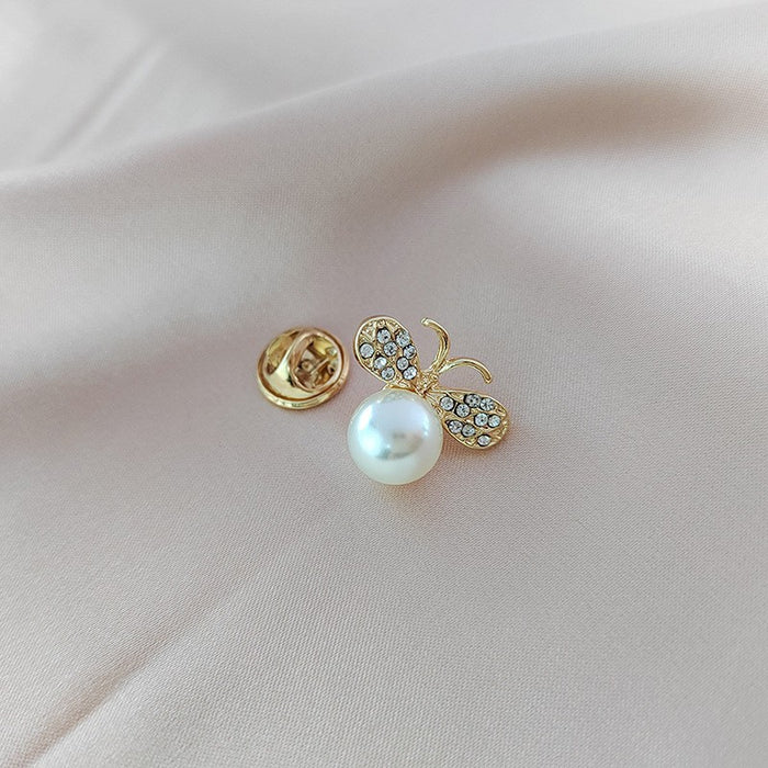 Wholesale Pearl  brooch small button shirt collar pin