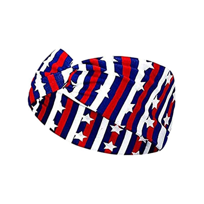 Wholesale 2PCS American Flag Independence Day Stars Knotted Sweat Absorbent Sports Bundle Fabric Headband JDC-HD-YunQ001