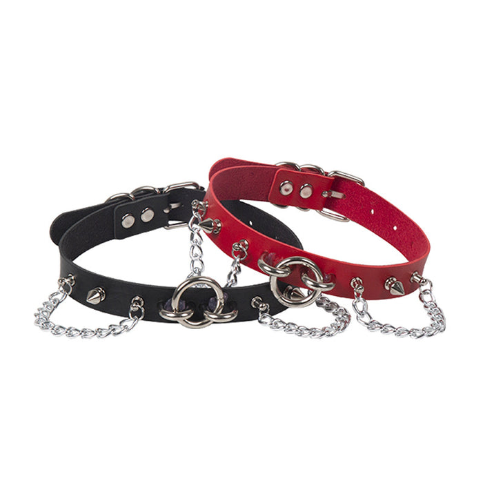 Wholesale Personalized chain PU collar punk style leather collar necklace clavicle chain