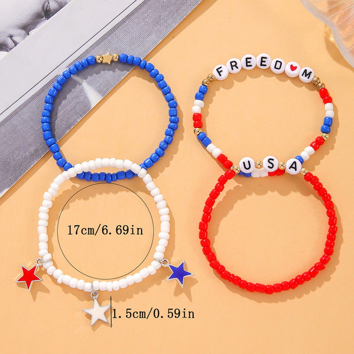 Wholesale American Independence Day Acrylic Beads Handwoven Beaded Bracelet JDC-BT-ShiY003