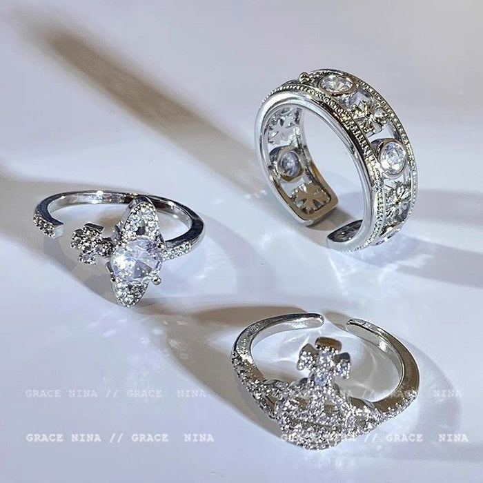 Wholesale Sparkling Diamond Planet Rings Couple Rings